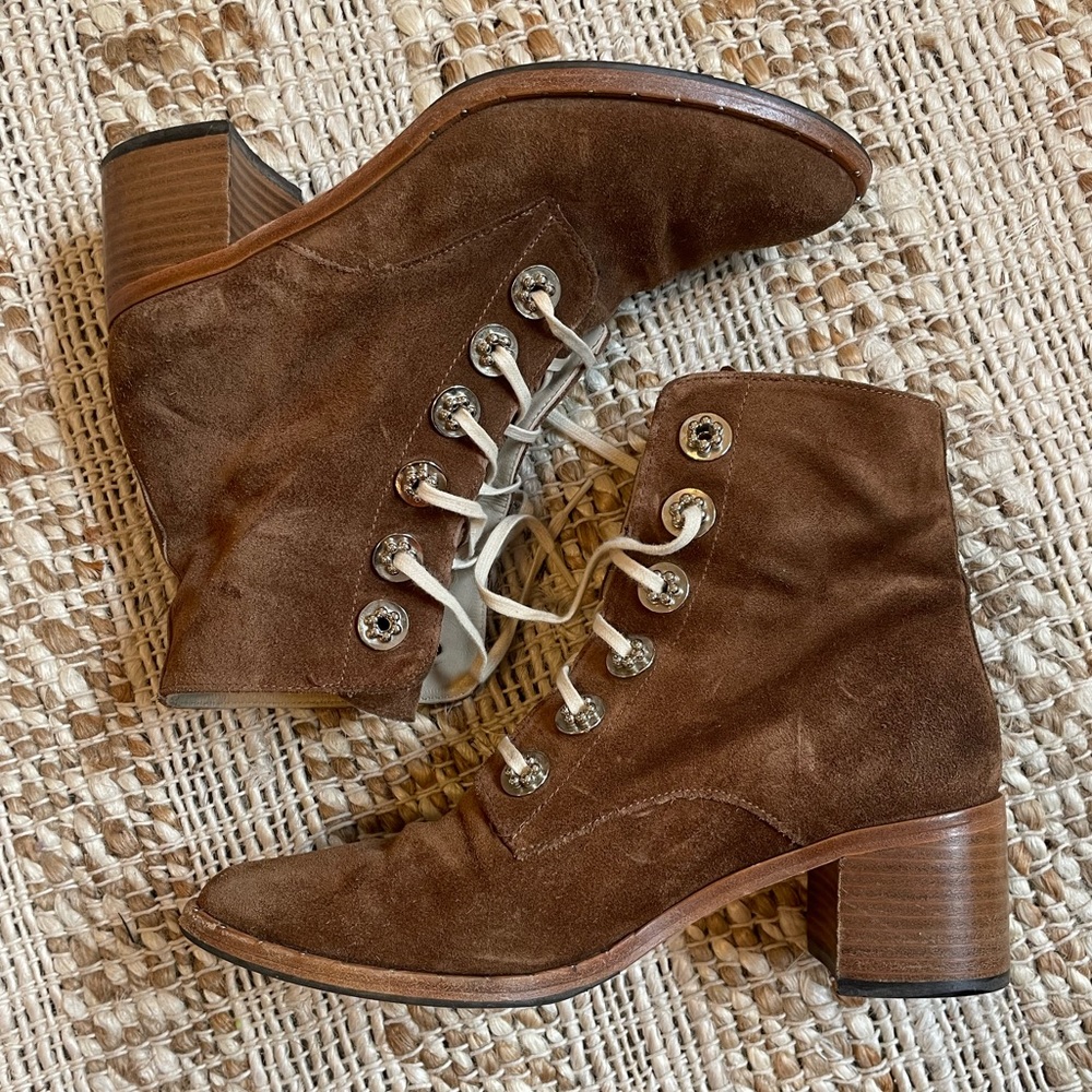 Freda Salvador Ace Lace Up Brown Suede Heeled Boots